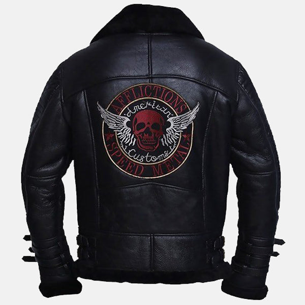 Mens Black Leather Biker Jacket