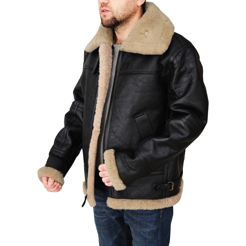 Mens Black Sheepskin Leather Jacket