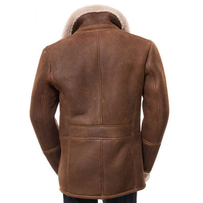 Mens Brown Leather Shearling Coat