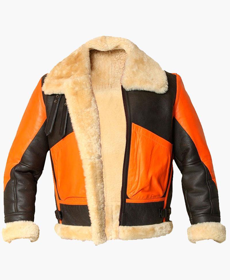 MENS BROWN REAL BOMBER LEATHER JACKET WITH FUR - Wiseleather