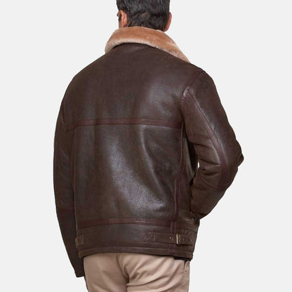 Mens Brown Sheepskin Leather Shearling Jacket