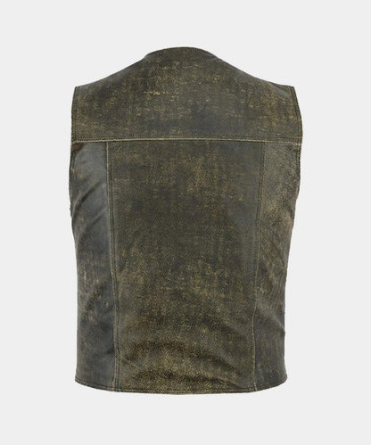 MEN’S FASHION DISTRESSED REAL LEATHER BIKER VEST - Wiseleather