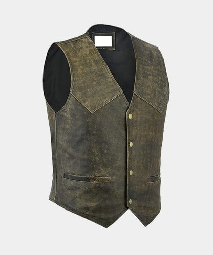 MEN’S FASHION DISTRESSED REAL LEATHER BIKER VEST - Wiseleather