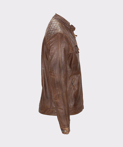 Distressed Brown Lambskin Leather Jacket - Wiseleather