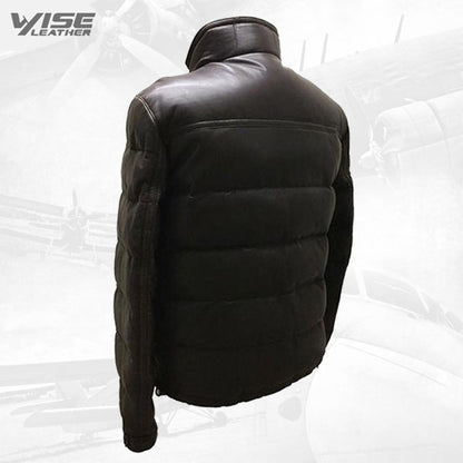 Men’s Puffer Body Warmer Leather Waistcoat Sleeveless Casual Jacket - Wiseleather