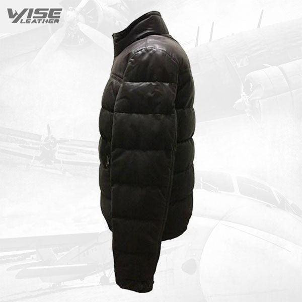 Men’s Puffer Body Warmer Leather Waistcoat Sleeveless Casual Jacket - Wiseleather