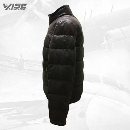 Men’s Puffer Body Warmer Leather Waistcoat Sleeveless Casual Jacket - Wiseleather