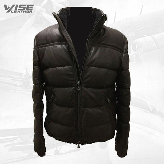 Men’s Puffer Body Warmer Leather Waistcoat Sleeveless Casual Jacket - Wiseleather