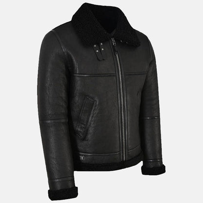 Mens Jet Black Leather Jacket