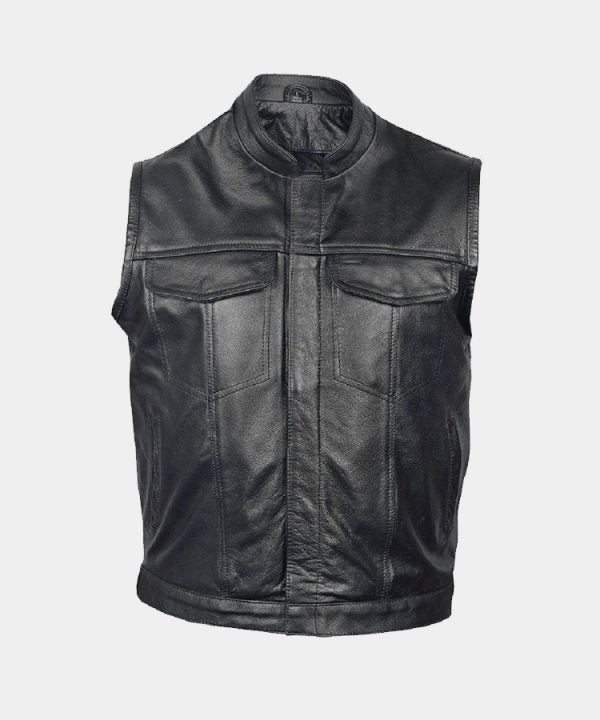 Club Style Leather Vest - Men's Vest with Concealed Gun Pockets