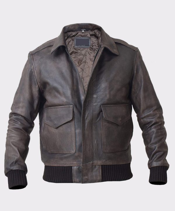 Men’s Bomber A-2 Aviator Pilot Police Military Real Leather Jacket
