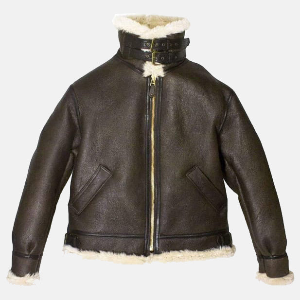 Mens B3 Bomber Aviator WWII Shearling Sheepskin Leather Jacket
