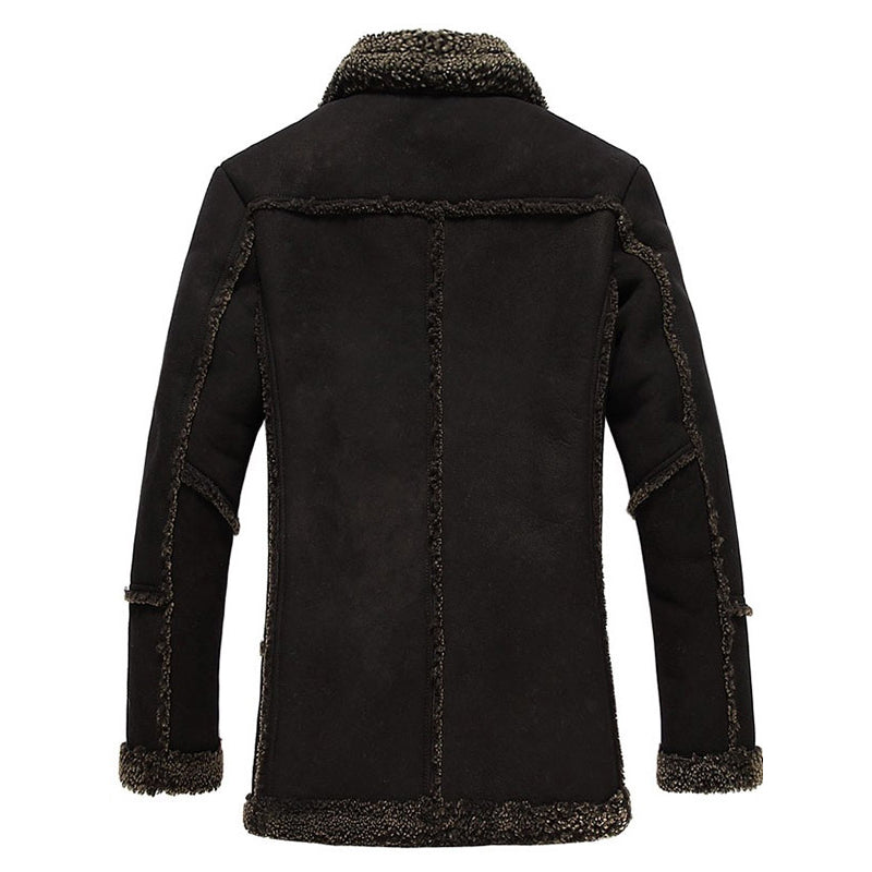 Mens Shearling Reacher Style Sheepskin Leather Brown Coat