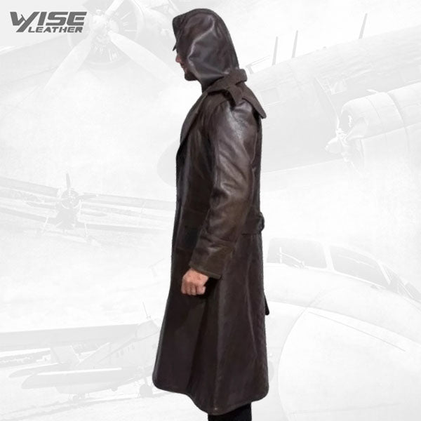 Mens Assassins Creed Syndicate Genuine Sheepskin Brown Leather Long Trench Coat