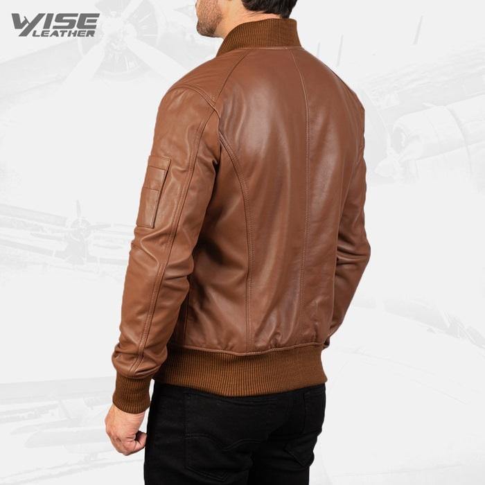 Mens Aviator Bomia Ma-1 Brown Leather Bomber Jacket - Wiseleather