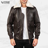 Mens Aviator G-1 Brown Leather Bomber Jacket - Wiseleather