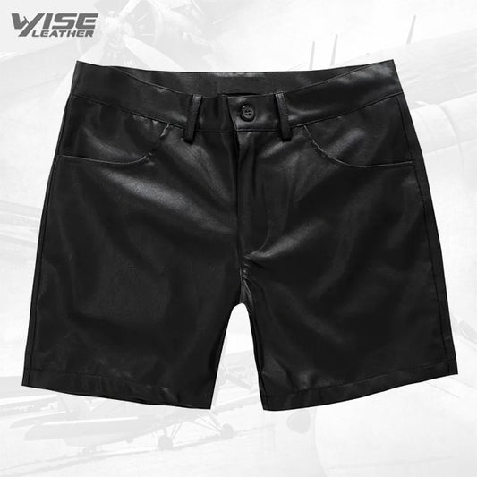 Mens Black Leather Hot Pants Shorts