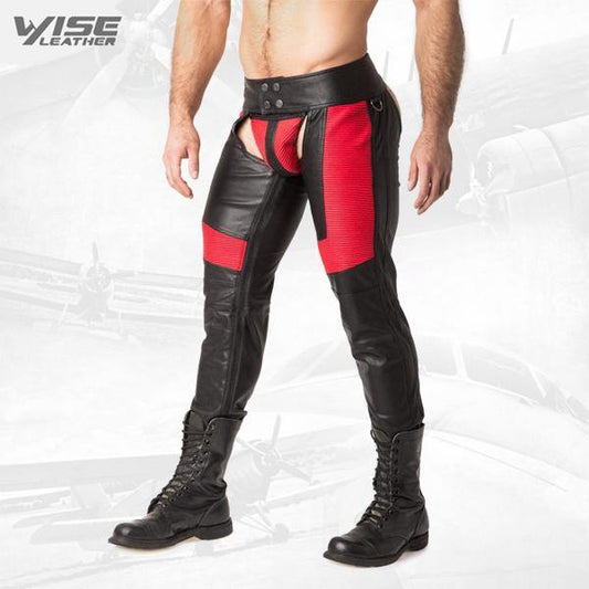 Men's Modern-Look Leather Motorcycle Chaps