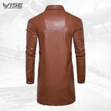 Mens New Fashion Real Sheepskin Brown Leather Coat