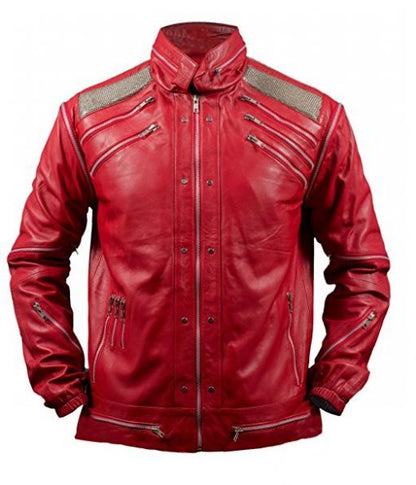 Michael Jackson Beat It Genuine Red Leather Jacket