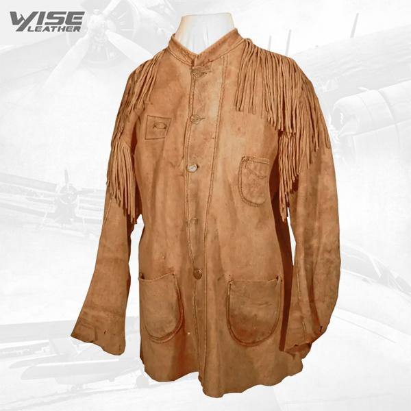 Native American Brown Buckskin Suede Leather Fringes Shirt - Wiseleather
