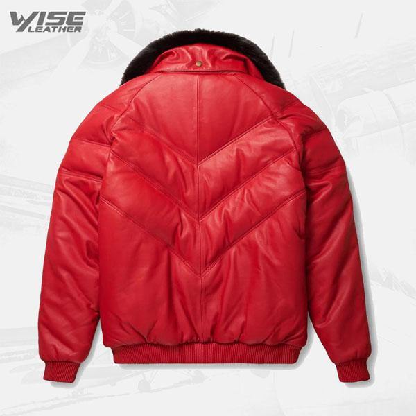 New Red Styles V-Bomber Leather Jacket For Men - Wiseleather