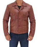 Distressed Lambskin Brown Leather Jacket - Wiseleather