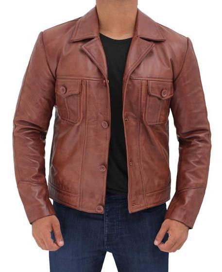Distressed Lambskin Brown Leather Jacket - Wiseleather