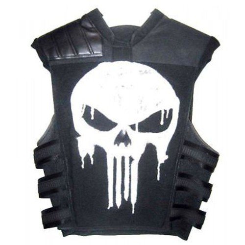 The Punisher Black Tactical Genuine Real Leather Vest
