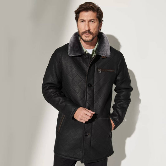 Hayes Quilted Shearling Car Coat