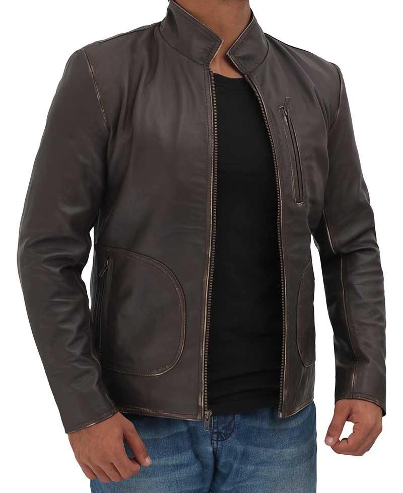 Distressed Brown Dwayne Johnson Rampage Leather Jacket - Wiseleather