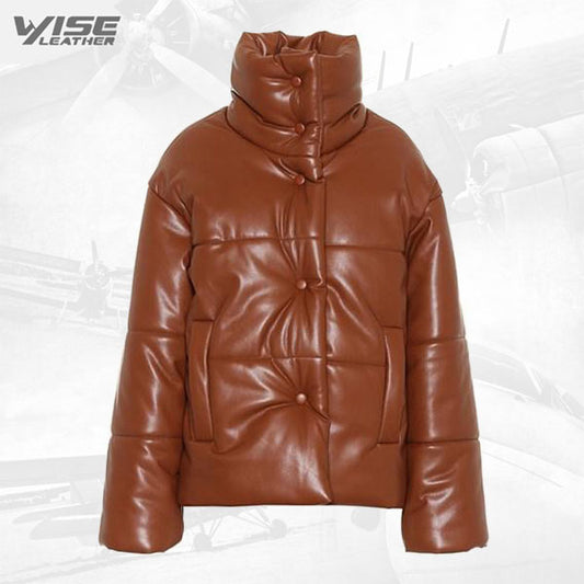 Real Leather Puffer Jacket For Mens - Wiseleather