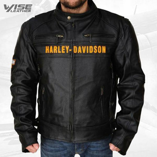 Men’s Harley Davidson Black Leather Vented Motorcycle Jacket