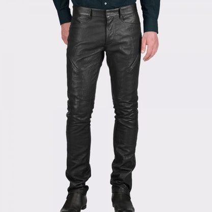 Skinny Informal Leather Pant - Black Leather Trouser