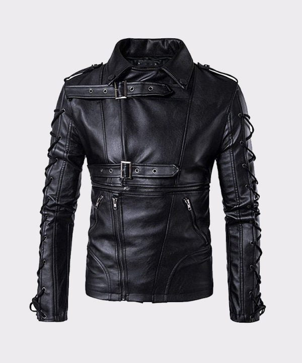 Black Lambskin Motorcycle Leather Jacket