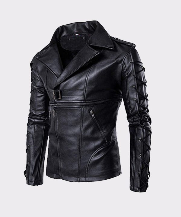 Black Lambskin Motorcycle Leather Jacket