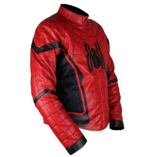 Spiderman Homecoming Red & Black Genuine Leather Jacket