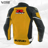 Suzuki GSXR Yellow Leather Motorcycle MotoGP Racing Jacket