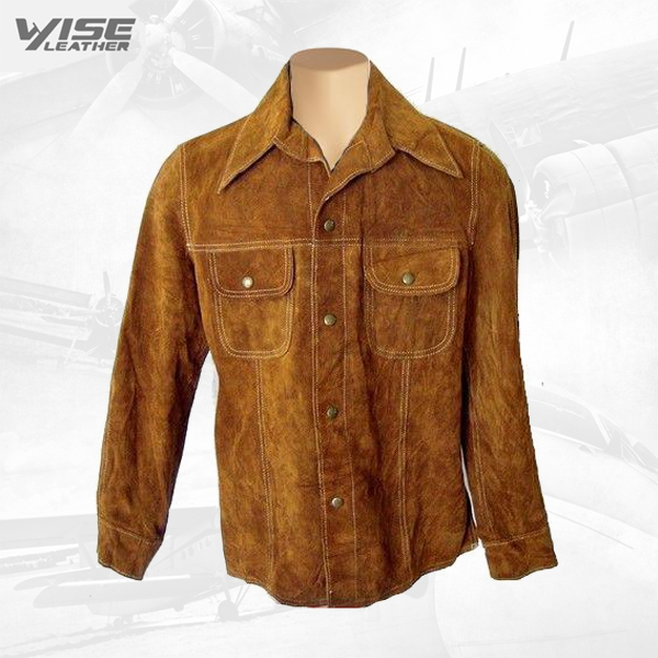 Tan Suede Leather Shirt - Wiseleather