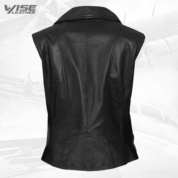 Trendy Black Biker Leather Vest - Wiseleather