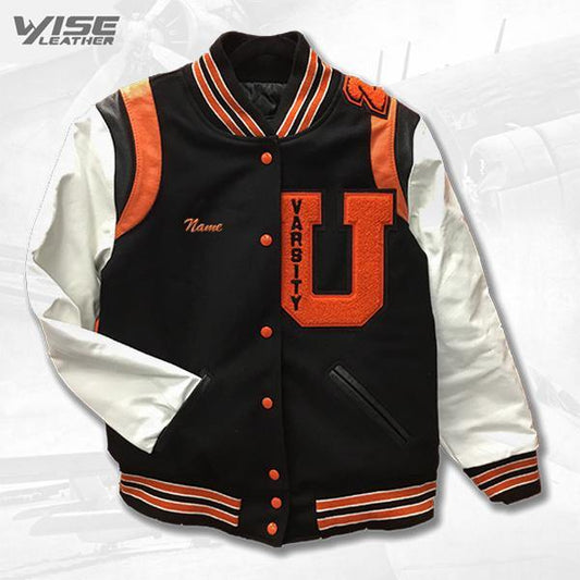 Utica White Varsity Jacket - Elegant School Spirit with Free Shipping