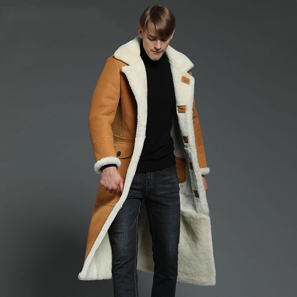 Men's B3 Shearling coat mens shearling jacket long