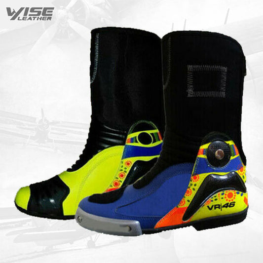 VR46 Valentino Rossi 2016 Motorcycle Motogp Motorbike Racing Leather Boots Shoes