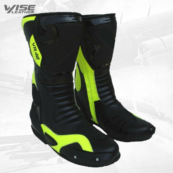 VR 46 Valentino Rossi Motorcycle Custom Made Racing Shoe Boots CE