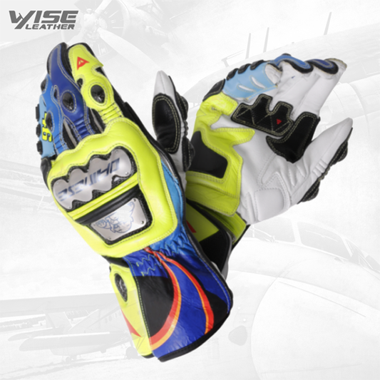 Valentino Rossi 2018 Motogp VR46 Leather Motorbike Racing Gloves