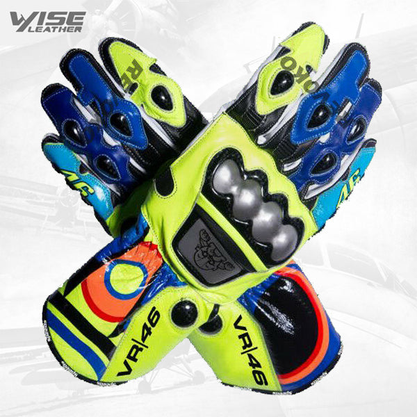 Valentino Rossi VR46 Motorbike Racing Leather Protective Gloves Racing Gloves