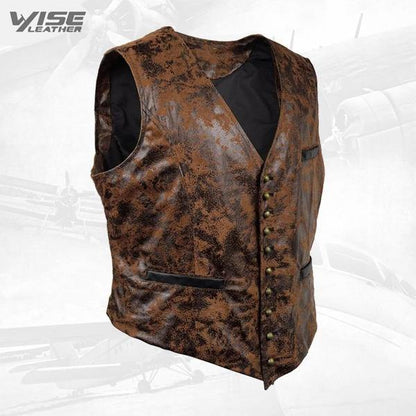 Victorian Steampunk Gothic Retro Wind Leather Cowboy Vest - Wiseleather