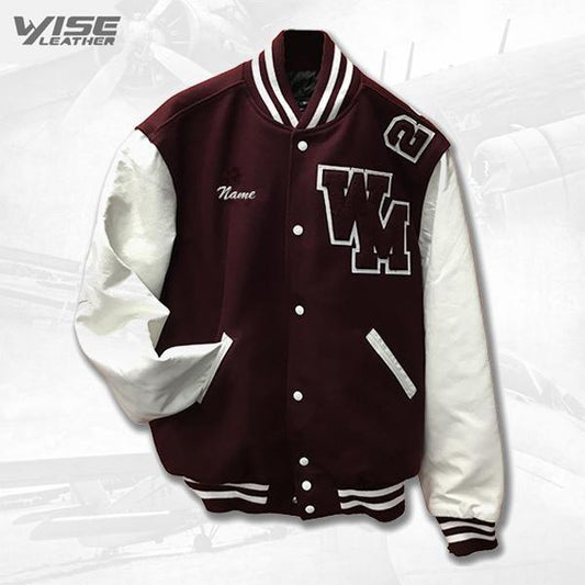 Warren Mott Varsity Jacket with White Sleeves - Iconic School Spirit Outerwear