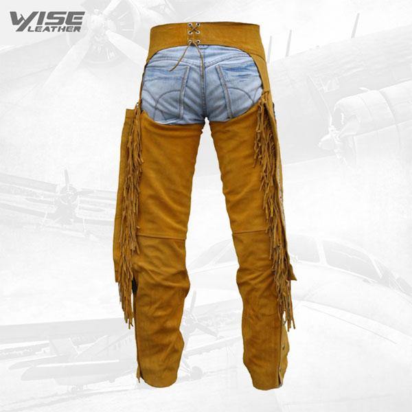 Western Leather Indian Chaps Pants Western Carnival Fasching - Wiseleather