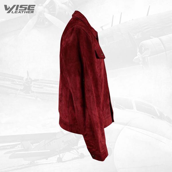 Weston's Maroon Suede Leather Shirt - Wiseleather